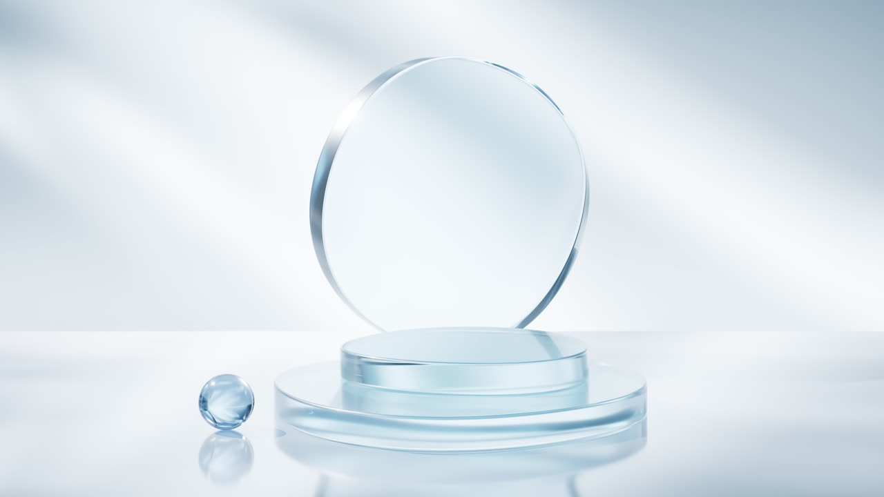 Transparent glass stage background, 3d rendering