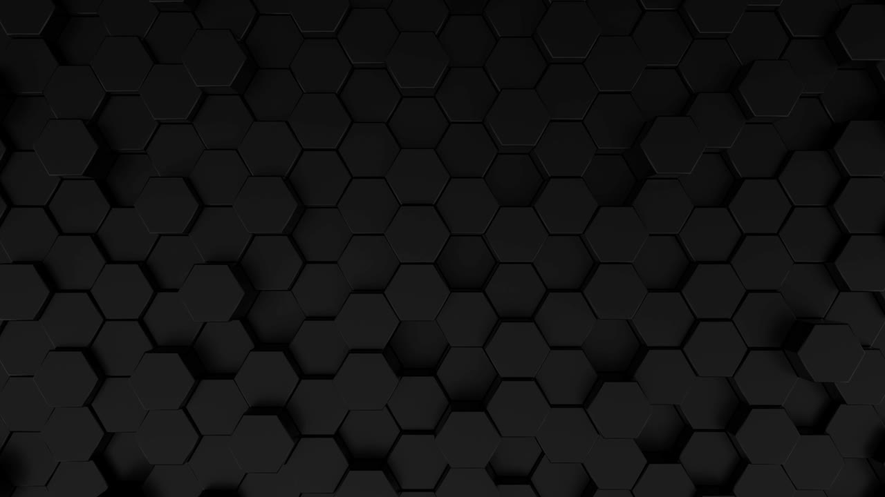 Abstract Black Honeycomb Background. 3D 4K Video.