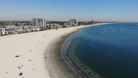 drone shot of long beach, ca. beach on the pacific ocean