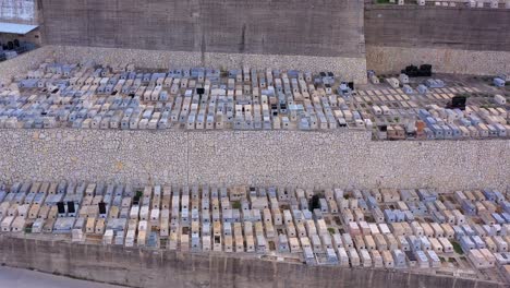 aerial footage over jerusalem jewish cemetery, givat shaul