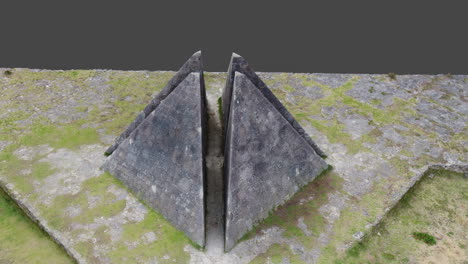 피라미드의 사진 측정 드론 모델, 드론으로 토지 조사, 3d 표현, 텍스처 및 색상과 함께 3d 모델을 둘러싸고 회전, 회전 애니메이션