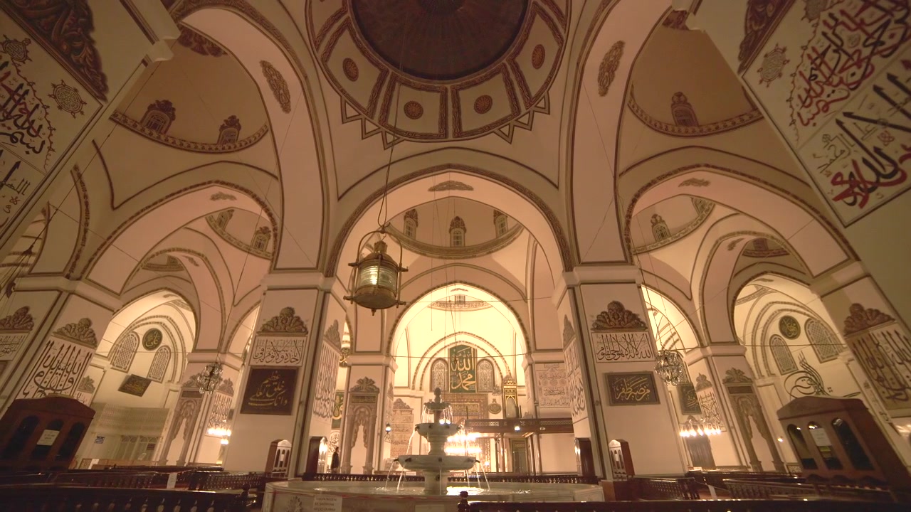 Interior View of the Historic Grand Mosque in Bursa