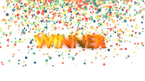 winner text with particle colorful background