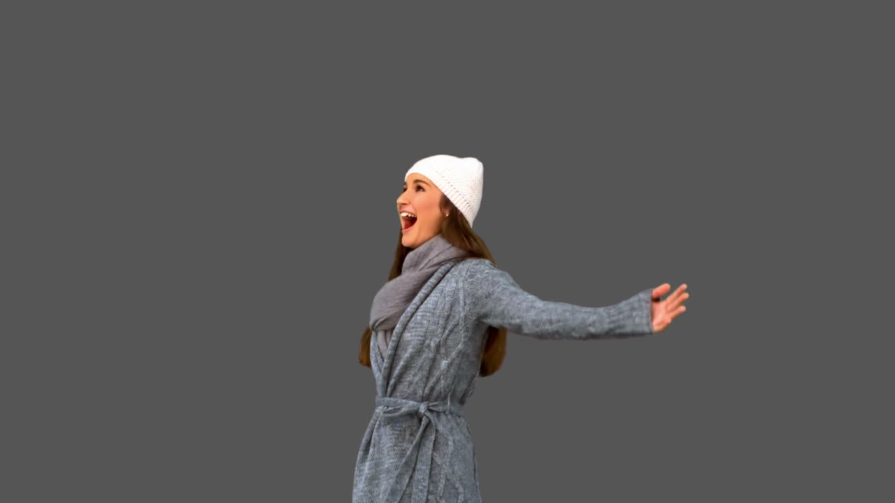 예쁜 젊은 여성 환호