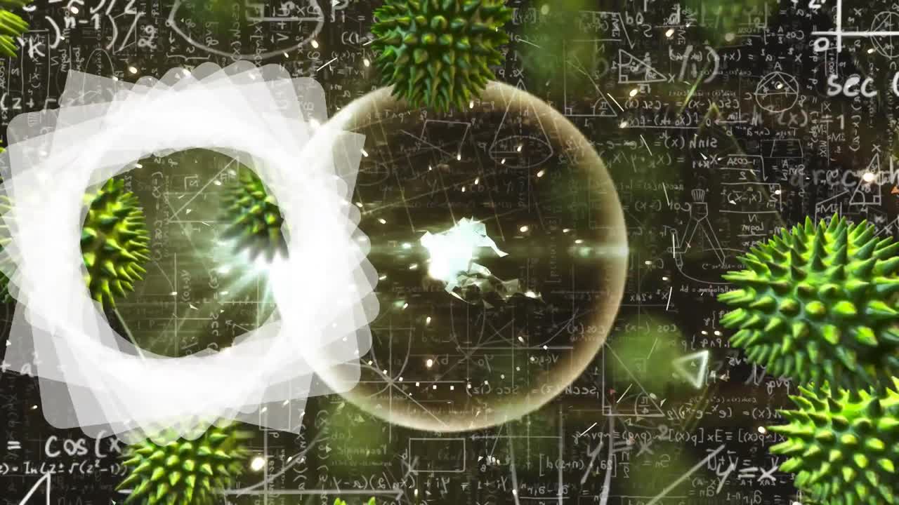 검은 바탕 위의 모양, 수학 방정식 및 셀의 애니메이션