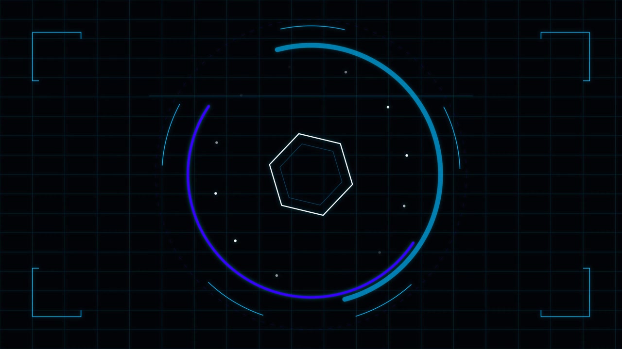 Futuristic Digital HUD Interface with Rotating Circular Elements