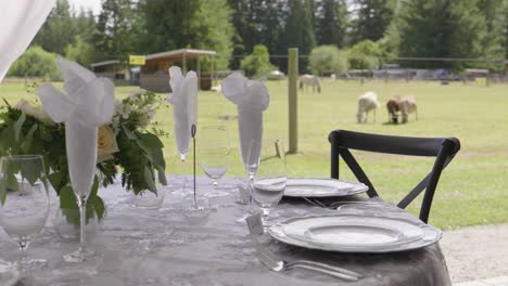 banquet table for a wedding on a farm