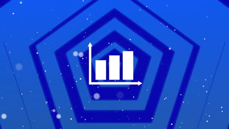 animación de rastros de luz y gráfico sobre pentágonos sobre fondo azul