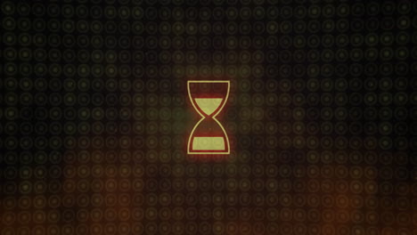 animation of loading hourglass over spots on black background