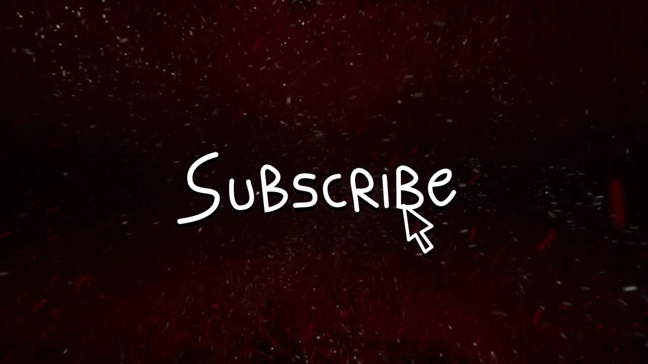 Animation of subscribe text and white spots on black background