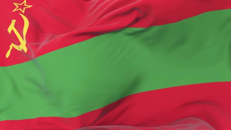 transnistria flag waving at wind in slow with blue sky, loop
