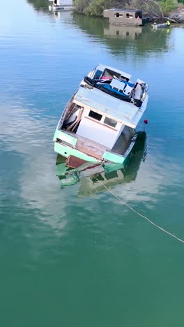 barco hundido en el canal