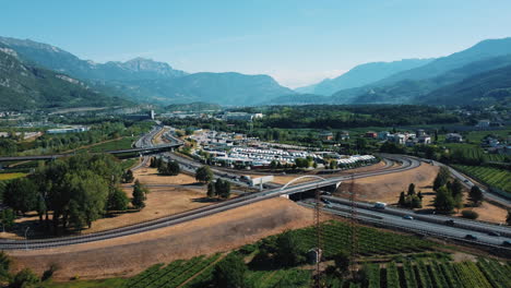 highway interchange with mountain views