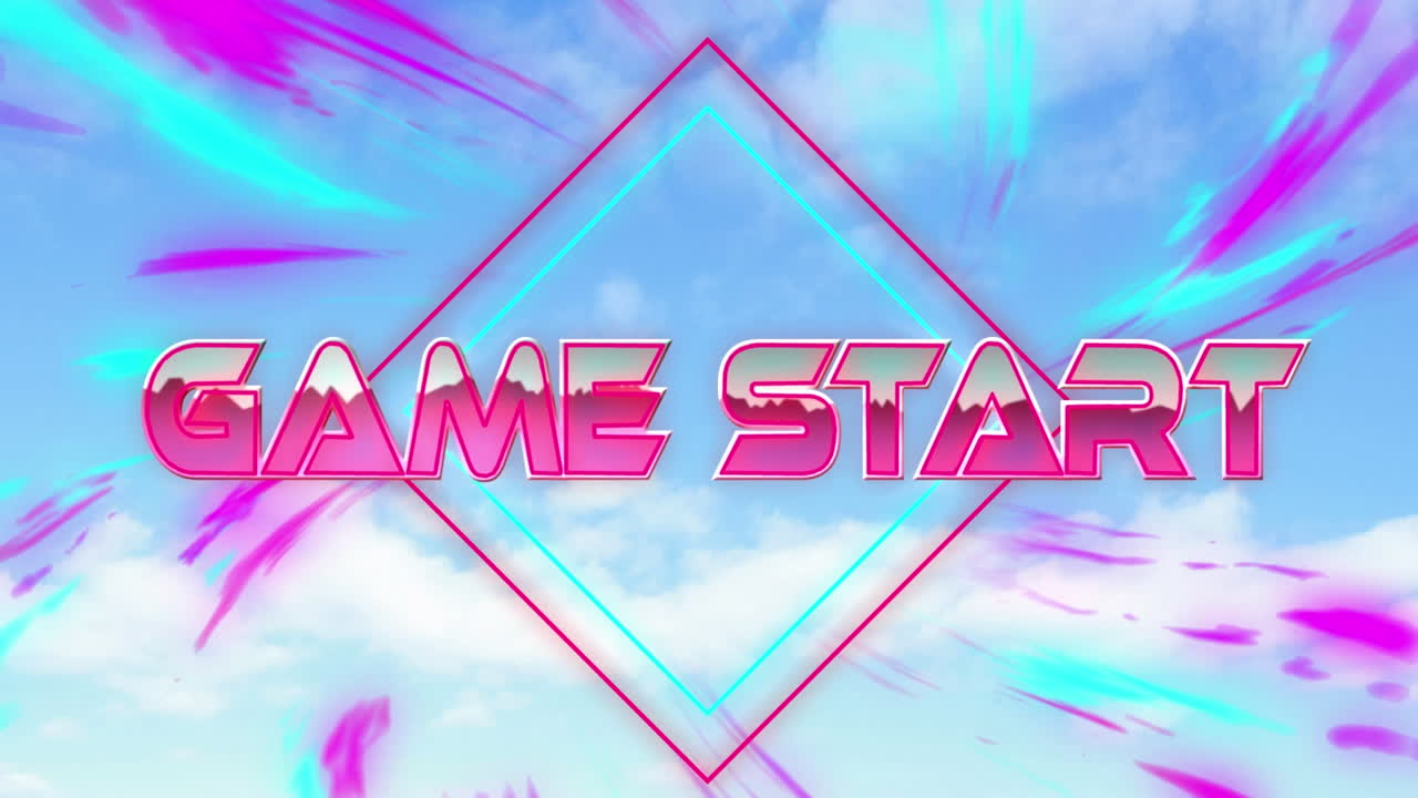 디지털 다채로운 추상 공간에서 게임 시작의 애니메이션