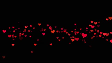 corazones animados en fondo negro