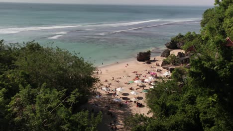 beautiful beach scenery with tourists
