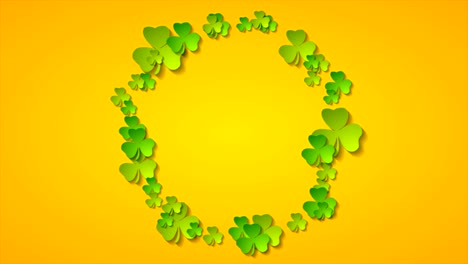 st patrick day abstract motion background with ring from shamrock leaves