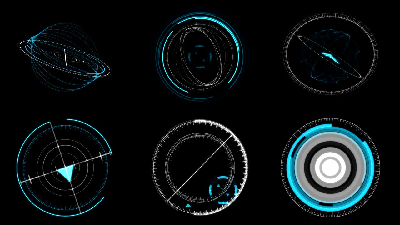 A set of HUD Interface elements on black background.