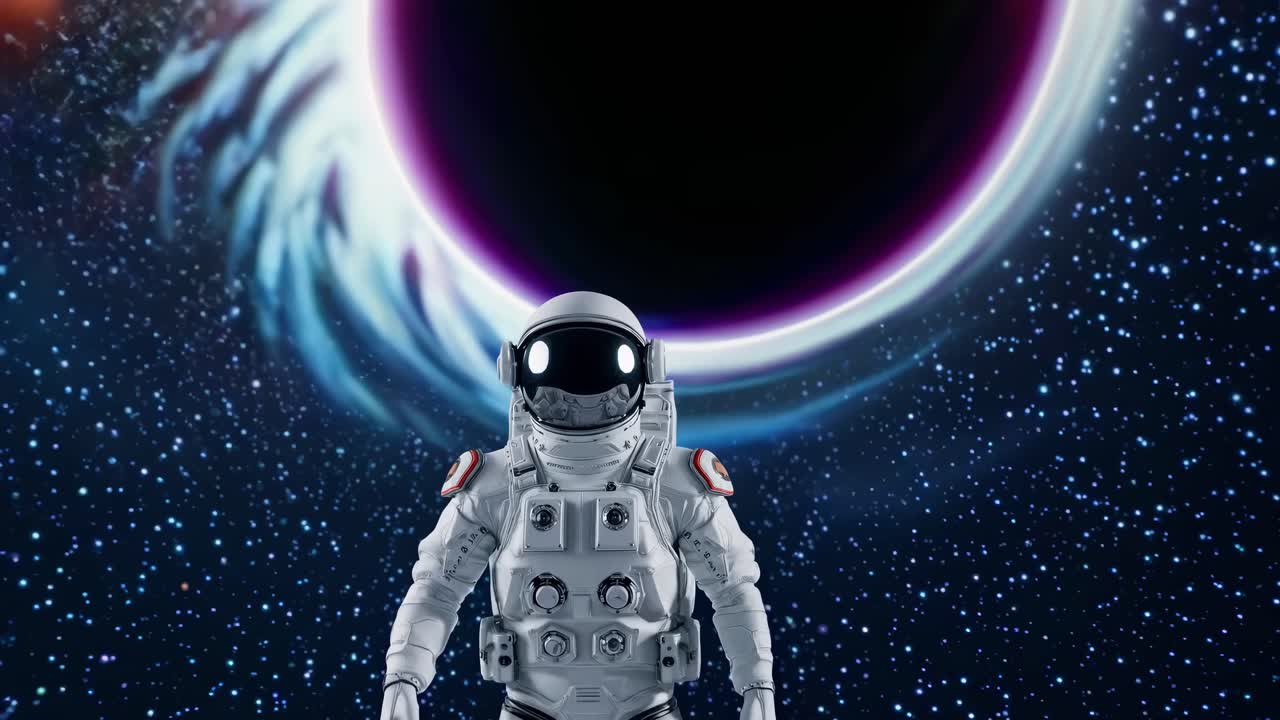 Astronaut foran et sort hul