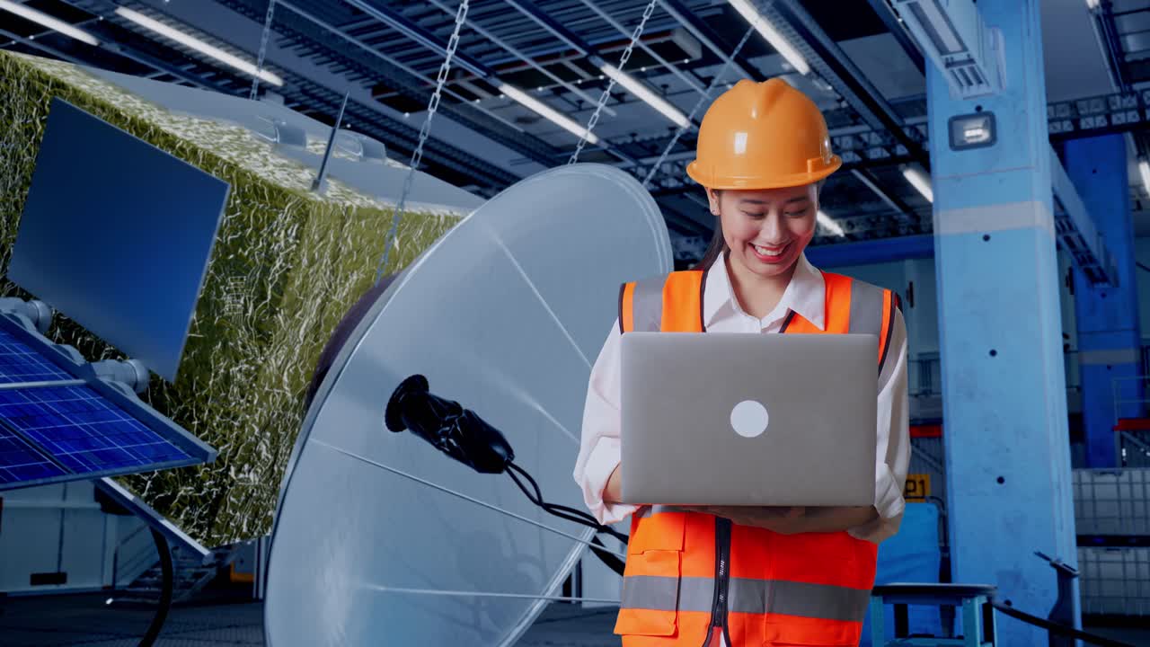Ingeniero trabajando en un proyecto satelital