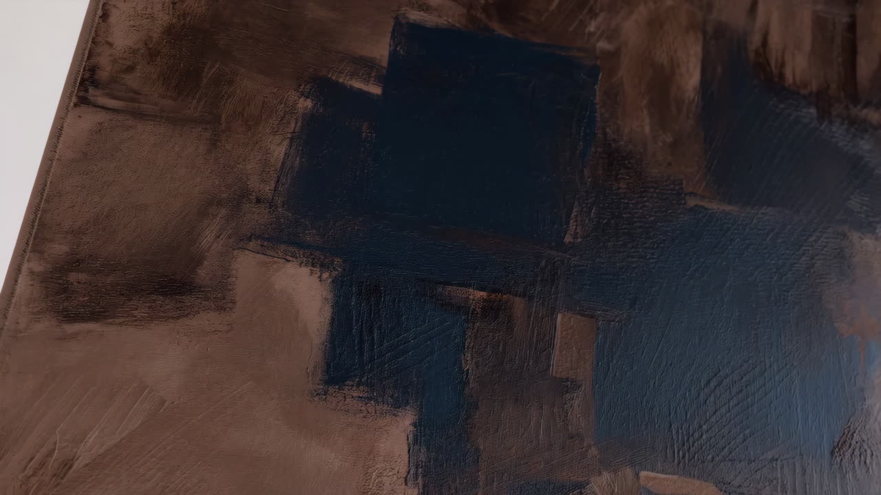 Abstract Art with Textured Brown and Blue Brushstrokes