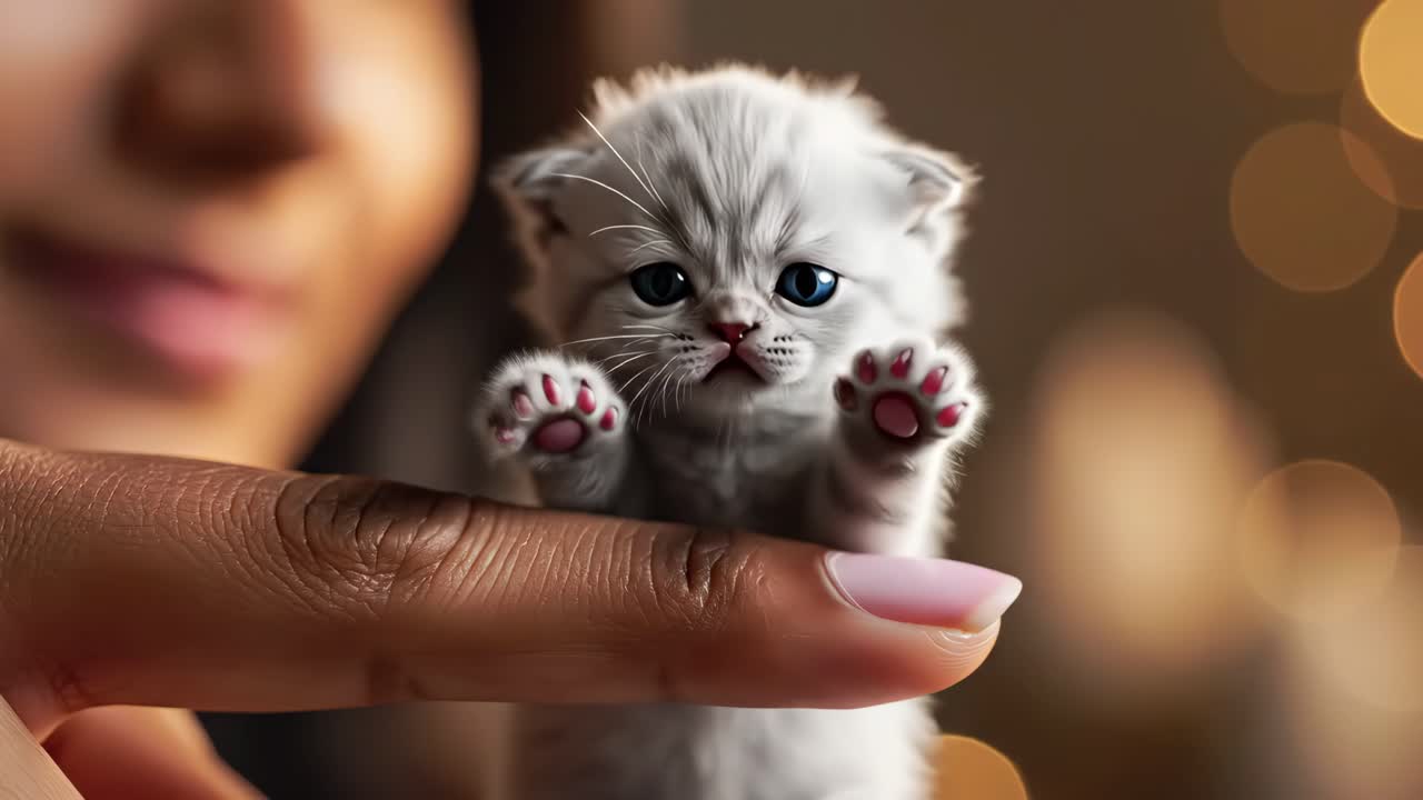 Cute Kitten on a Finger