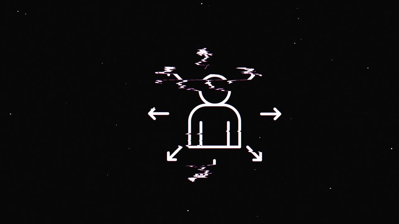 디지털 오래된 tv 스크린의 홀로그램 상징, 없는 루프 고장 애니메이션, 심장, 역동적인 레트로 및 즐거운, 다채롭고 빈티지 비디오 영상.