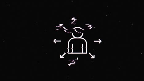 programa de referencia de línea hud símbolo holográfico en pantalla de televisión digital vieja animación de glitch de bucle sin costuras. corazones. retro dinámico y alegre. imágenes de video coloridas y vintage.