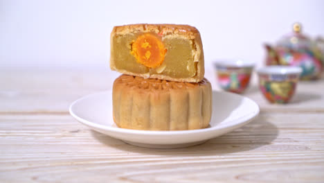 chinese moon cake durian and egg yolk flavour for mid-autumn festival