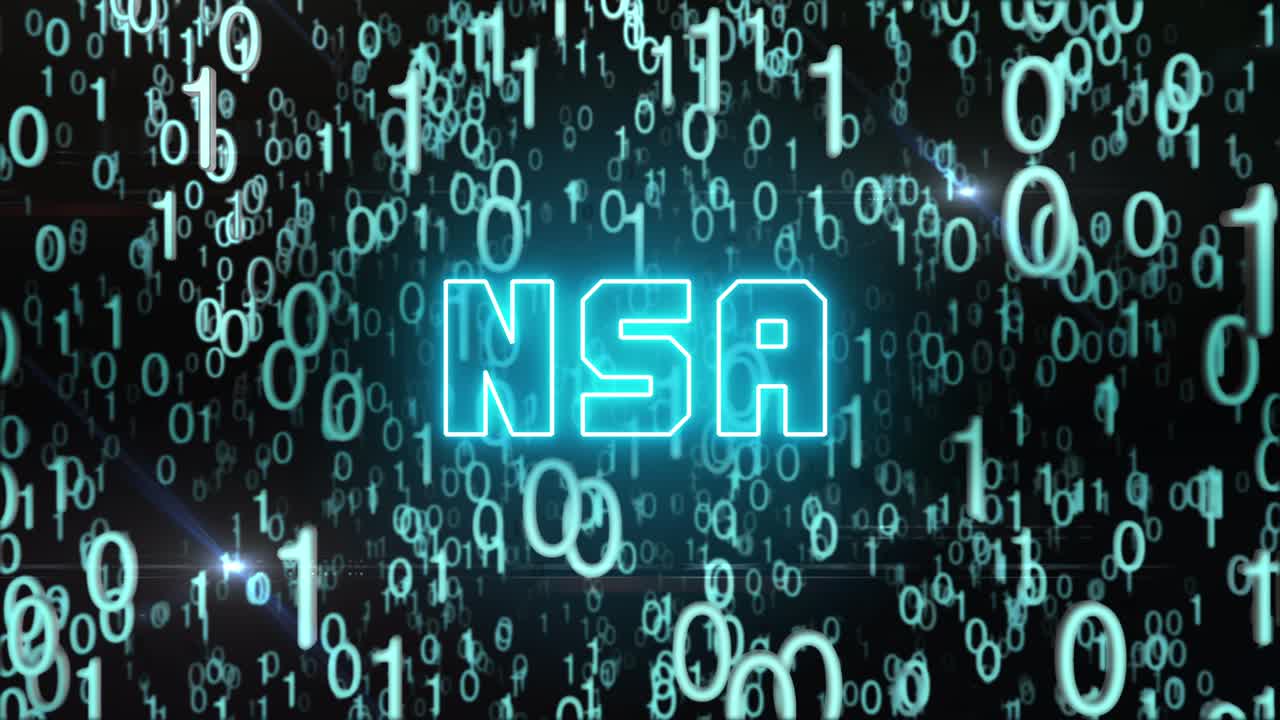 concepto de la nsa azulado con código digital