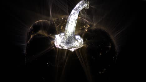 imágenes de aura kirlian en bucle de un solo pimienta girando 360 grados.
