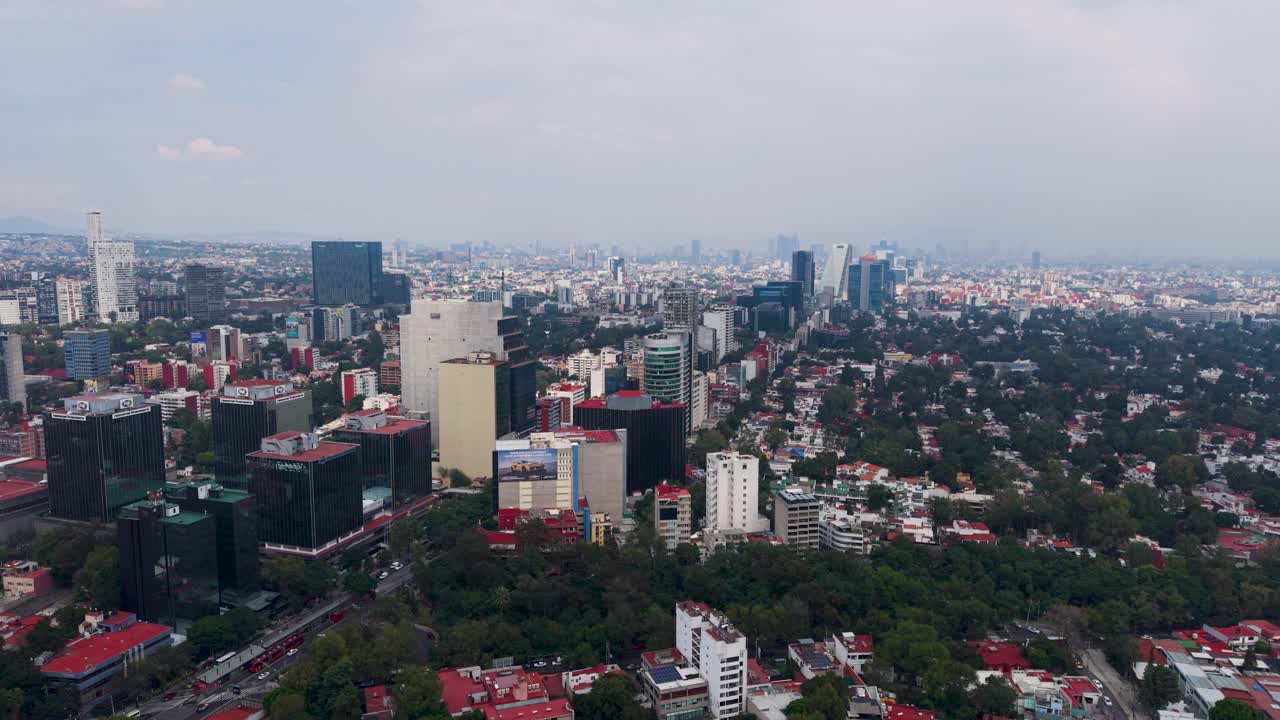 Drone view of Insurgentes Avenue captured in Mexico City