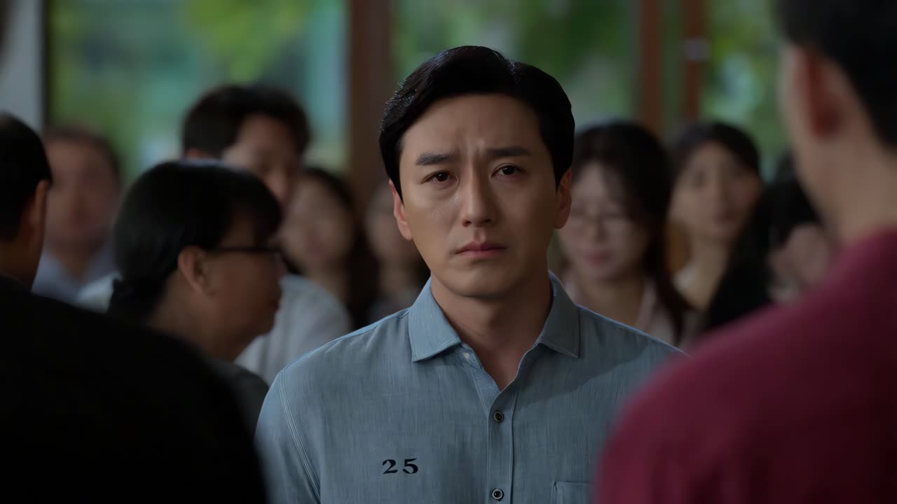 비는 방에서 기다리는 남자