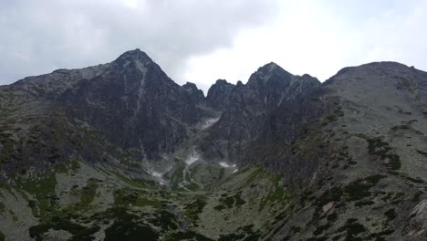 wide angle view of mountain peak and lomnica summit in the high tatras, slovakia