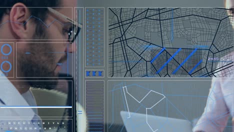 animación del procesamiento de datos sobre diversas personas de negocios en la oficina