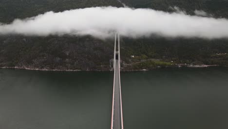 areal footage of one of the longest suspension bridges in the world