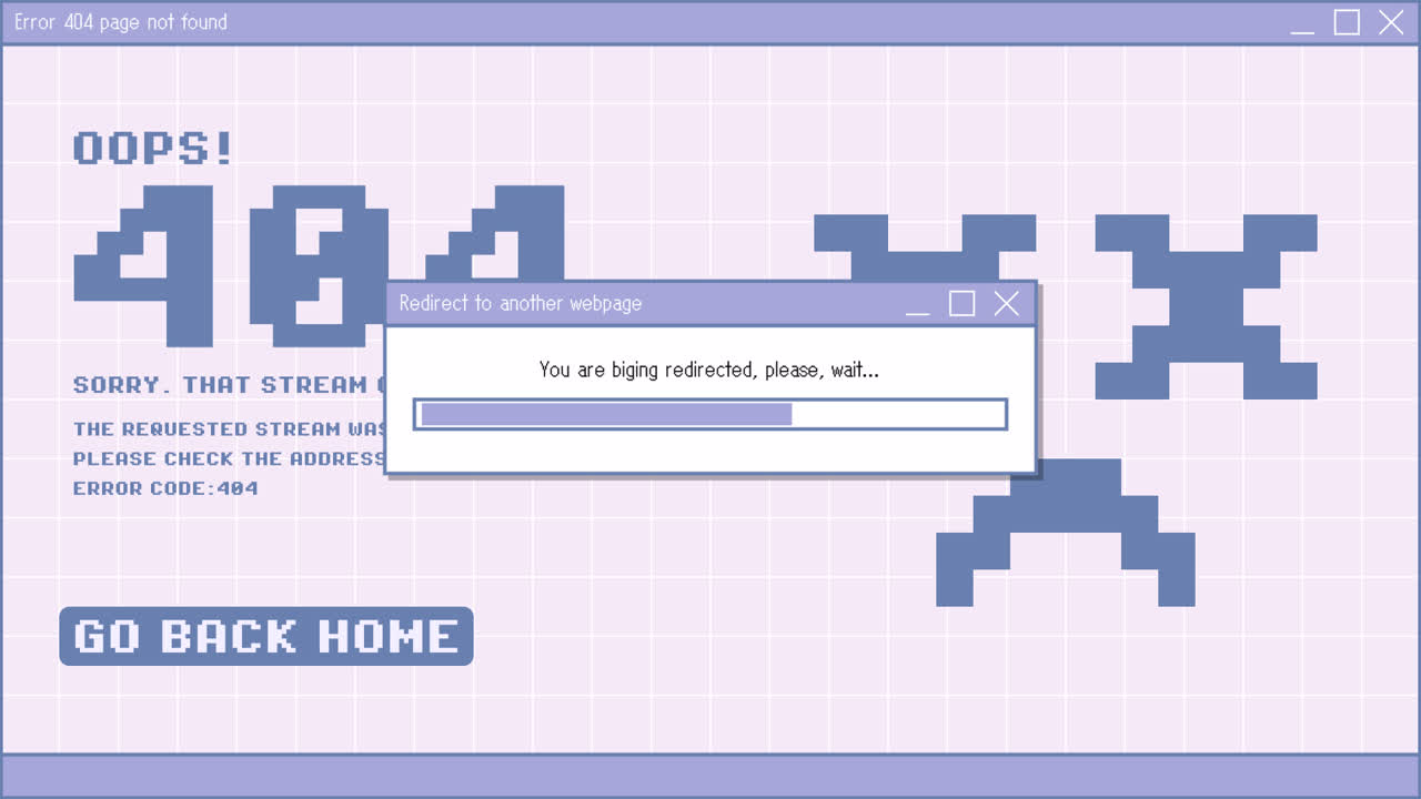 픽셀화 된 404 오류 페이지