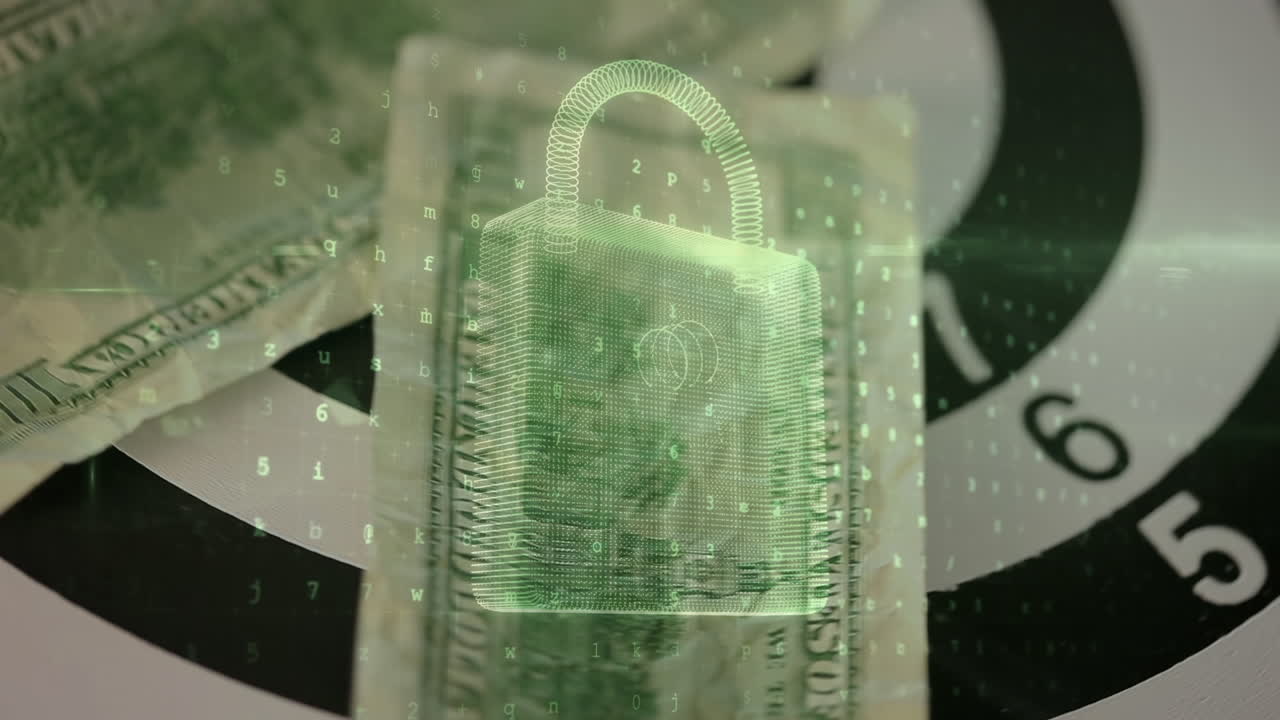 animación del procesamiento de datos sobre billetes