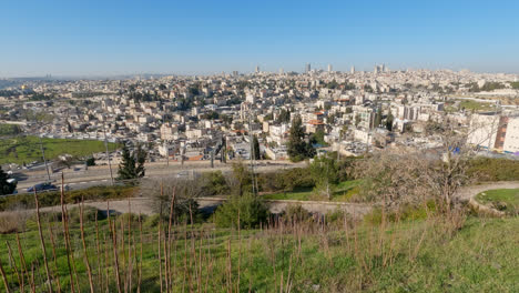 pan up reveals jerusalem city in israel