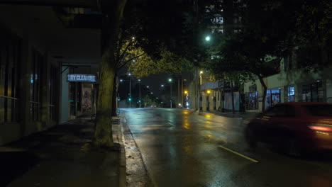 few cars travelling at night during coronavirus pandemic - inner city sydney, new south wales, australia.  - wide shot