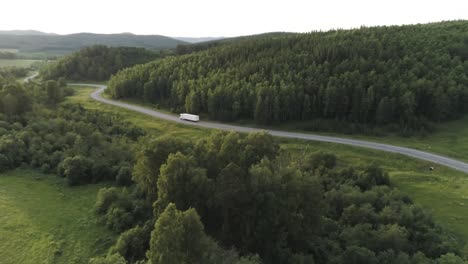 scenic country road with truck