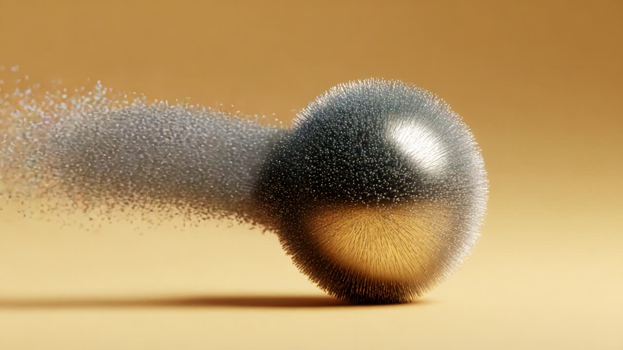 A mesmerizing visual journey featuring a dynamic sphere that transitions from motion to stillness, showcasing the beauty of shape, texture, and light in a minimalist context