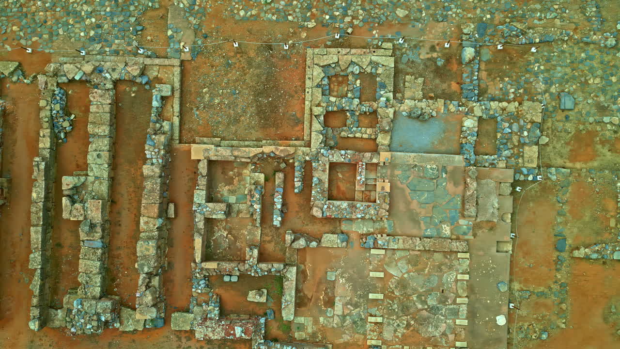 Aerial View Of Megaron des Konigs In The Palace of Knossos in Crete, Greece.