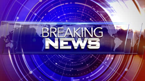 breaking news with world map and hud elements in news studio