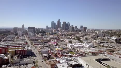 Aerial-view-of-Los-Angeles-reverse-flyover-North-Broadway-Street