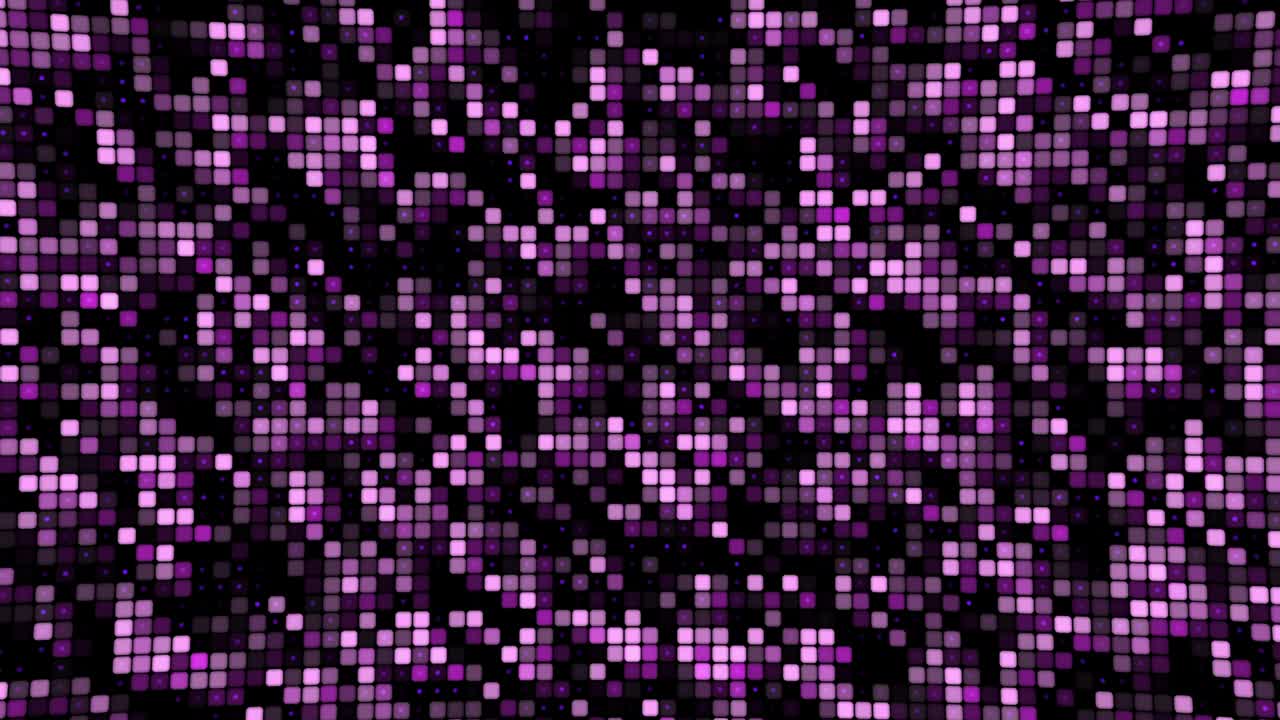 Random violet tiles in seamless loop animated mosaic. Minimal motion graphic background