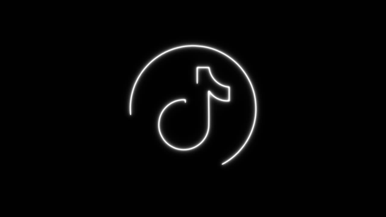 Animazione del contorno al neon bianco del logo di TikTok.