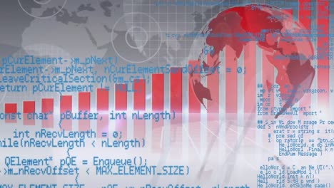 animation of data processing over globe on grey background