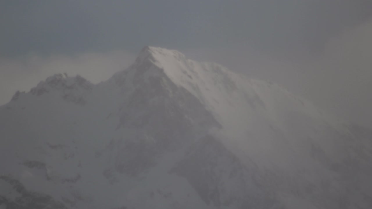4K Timelapse of clouds moving through the snowy Rocky Mountains