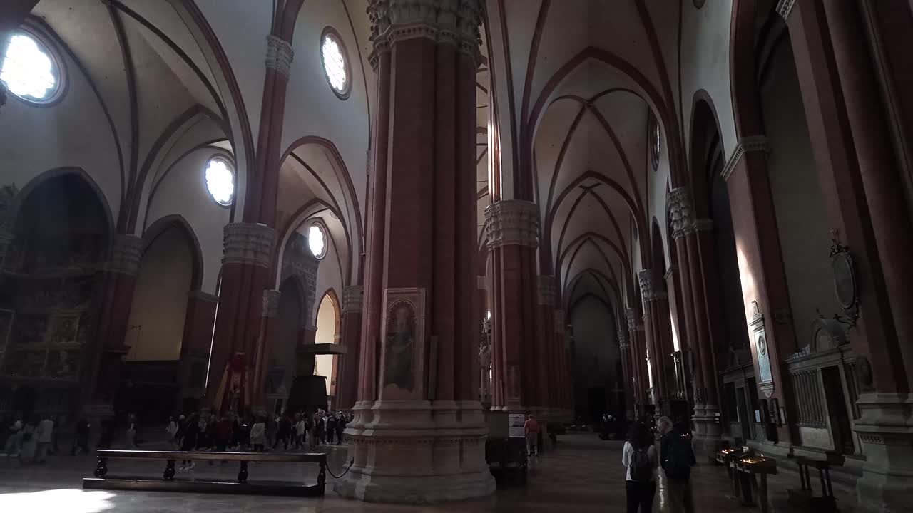 Catholic church in Bologna, Italy during mass worship, religious design